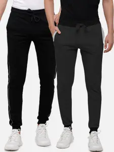 MADSTO Men Pack Of 2 Solid Slim-Fit Pure Cotton Joggers