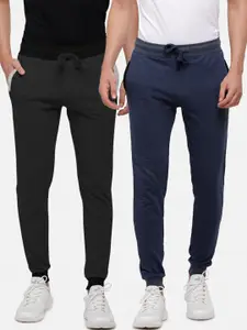 MADSTO Men Pack Of 2 Solid Slim-Fit Pure Cotton Joggers