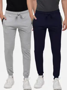 MADSTO Men Pack Of 2 Solid Slim-Fit Pure Cotton Joggers
