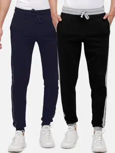 MADSTO Men Pack Of 2 Solid Slim-Fit Pure Cotton Joggers