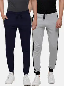 MADSTO Men Pack Of 2 Slim-Fit Pure Cotton Joggers