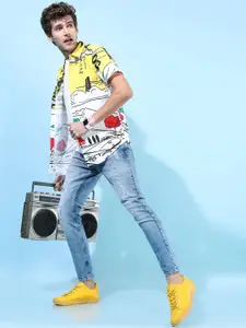 KETCH Men Blue Tapered Fit Mildly Distressed Heavy Fade Stretchable Jeans