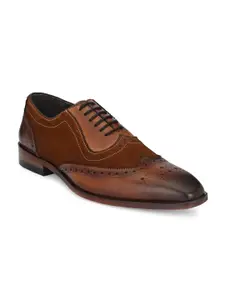 Harrykson London Men Tan-Brown Textured Leather Formal Brogues
