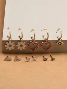 Accessorize Set of 6 Gold-Toned Studs Earrings