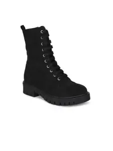 Truffle Collection Black Suede Block Heeled Boots