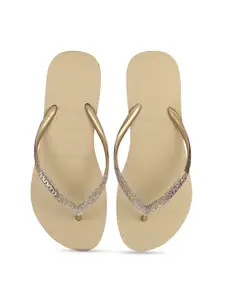 Havaianas Women Gold-Toned Rubber Thong Flip-Flops