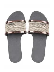 Havaianas Women Grey Rubber Thong Flip-Flops