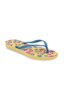 Havaianas Women Yellow & Pink Printed Rubber Thong Flip-Flops