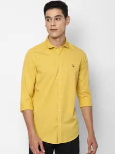 SIMON CARTER LONDON Men Yellow Pure Cotton Solid Slim Fit Opaque Casual Shirt