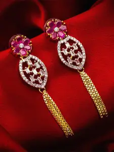 aadita Gold-Toned Geometric Drop Earrings