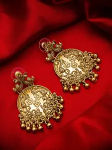 aadita Gold-Toned Circular Drop Earrings