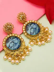 aadita Gold-Toned Geometric Drop Earrings