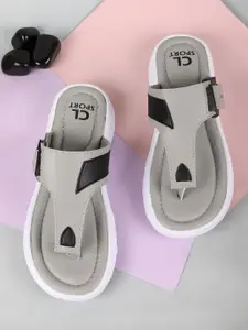 Carlton London sports Women Grey Solid Flipflops