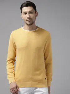 Blackberrys Men Self Design Yellow Pullover