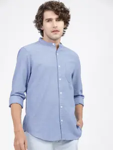 KETCH Men Blue Solid Slim Fit Casual Shirt