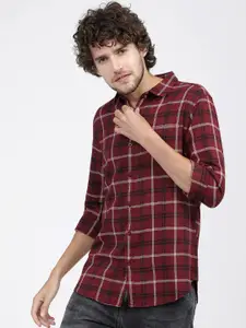 KETCH Men Slim Fit Tartan Checked Casual Shirt