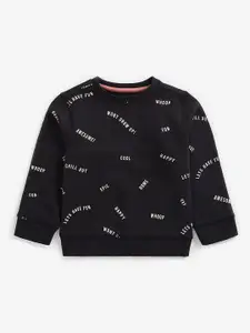 mothercare Boys Black Pure Cotton Text Printed Sweatshirt