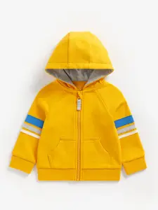 mothercare Boys Yellow Pure Cotton Patch Detail Hooded Sweatshirt