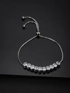 Carlton London Carlton London Women Rhodium-Plated Silver-Toned Cubic Zirconia Handcrafted Link Bracelet