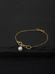 Carlton London Women White Gold- Plated Pearls Beaded Handcrafted Charm Bracelet