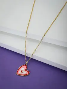 Carlton London Pink & Red Brass Gold-Plated Enamelled Necklace