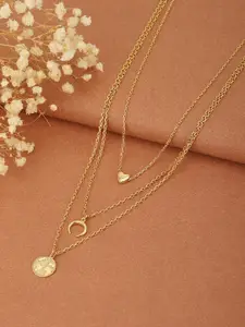 Carlton London Gold-Toned Brass Gold-Plated Layered Necklace