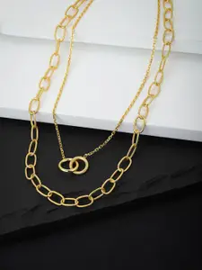 Carlton London Gold-Toned Brass Gold-Plated Layered Necklace