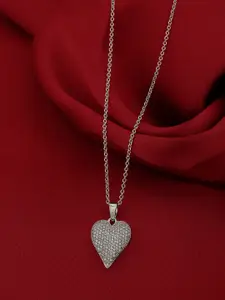 Carlton London Silver-Toned Brass Rhodium-Plated Necklace