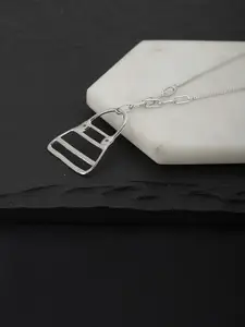 Carlton London Silver-Toned Brass Rhodium-Plated Long Necklace