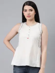 Lakshita Lakshita Off White Embroidered Peplum Top
