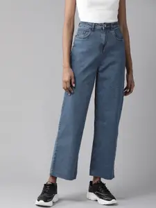 The Roadster Lifestyle Co Women Navy Blue Dad Fit High-Rise Stretchable Jeans