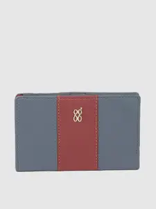 Baggit Women Blue & Maroon Colourblocked Two Fold Wallet