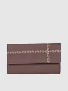 Baggit Women Brown Solid Three Fold Wallet with Print Detail