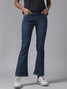 The Roadster Lifestyle Co Women Navy Blue Flared Fit Mid-Rise Stretchable Jeans