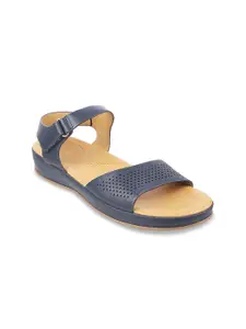 Metro Blue Textured Comfort Sandals with Laser Cuts