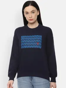 Van Heusen Woman Women Navy Blue Printed Sweatshirt