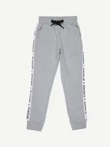 Alan Jones Boys Grey Melange Solid Joggers