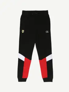 Alan Jones Boys Black & Red Colourblocked Joggers