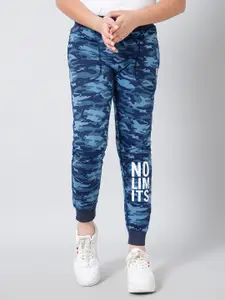 Alan Jones Boys Navy Blue & Black Camouflage Printed Joggers