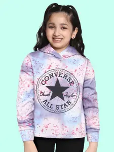 Converse Girls Pink Printed Hooded Sweatshirt