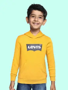 Levis Boys Yellow Hooded Brand Logo Sweatshirt