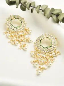 Zaveri Pearls Gold-Plated Kundan Contemporary Drop Earrings