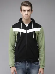 Park Avenue Men Black Solid Hooded Sweatshirt