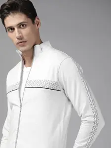 Park Avenue Men Off-White Melange Effect Slim Fit Sweatshirt