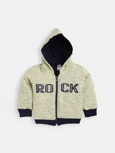 Nottie Planet Boys Cream-Coloured Printed Hooded Sweatshirt