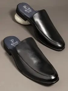 El Paso Men Black Faux Leather Formal Mule Shoes