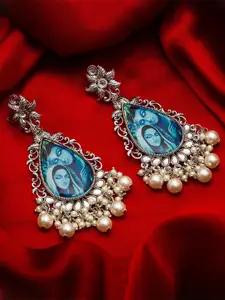 aadita Silver-Toned Contemporary German Silver Drop Earrings