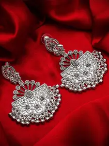 aadita Silver-Toned Contemporary German Silver Drop Earrings