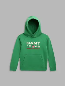 GANT Boys Green Printed Hooded Sweatshirt
