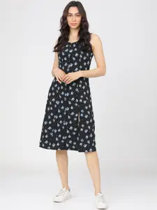 Tokyo Talkies Black Floral Crepe Dress